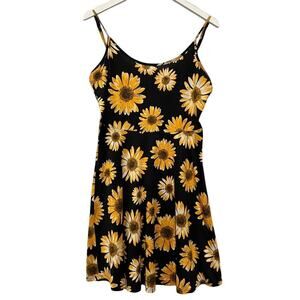 Unique Size 8 Spaghetti Strap Mini A-Line Dress Sunflower Floral Yellow Summer